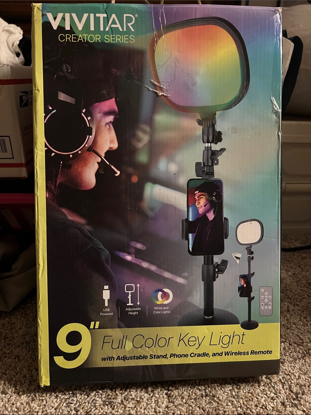 Vivitar 9" Full Color Key Light with Adjustable Stand & Phone Cradle - Black
